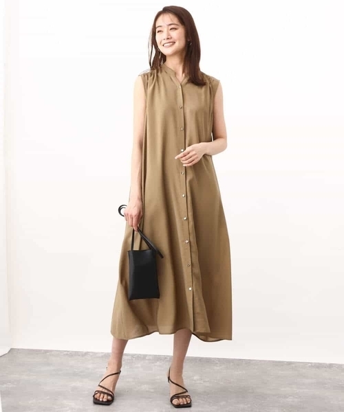 MK MICHEL KLEIN（エムケーミッシェルクラン）の「スキッパーカラー2wayワンピース/洗える（シャツワンピース・レディース・ベージュ/ライトブラウン・38）」の13枚目の写真