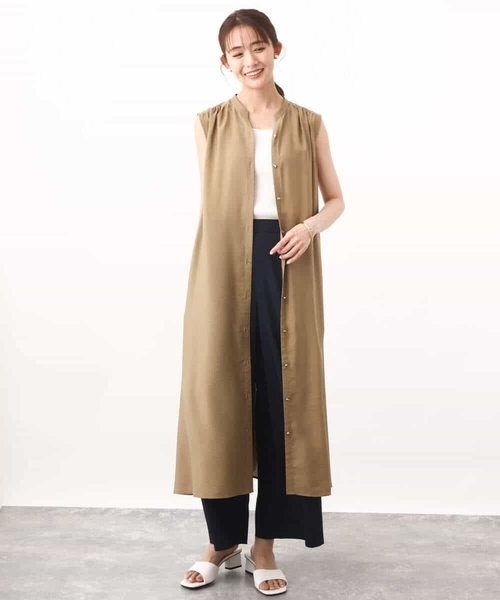 MK MICHEL KLEIN（エムケーミッシェルクラン）の「スキッパーカラー2wayワンピース/洗える（シャツワンピース・レディース・ベージュ/ライトブラウン・38）」の12枚目の写真