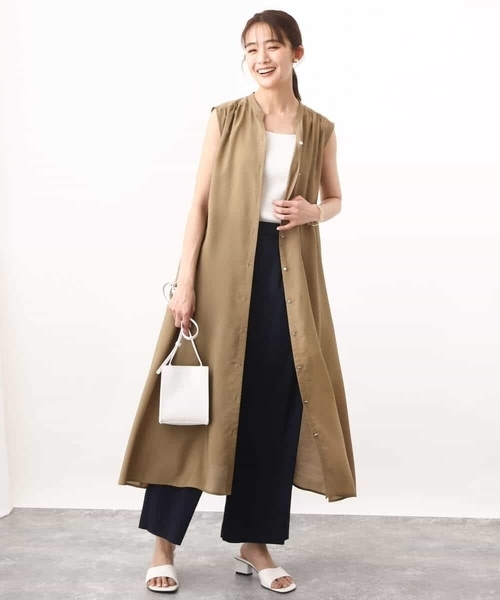 MK MICHEL KLEIN（エムケーミッシェルクラン）の「スキッパーカラー2wayワンピース/洗える（シャツワンピース・レディース・ベージュ/ライトブラウン・38）」の10枚目の写真