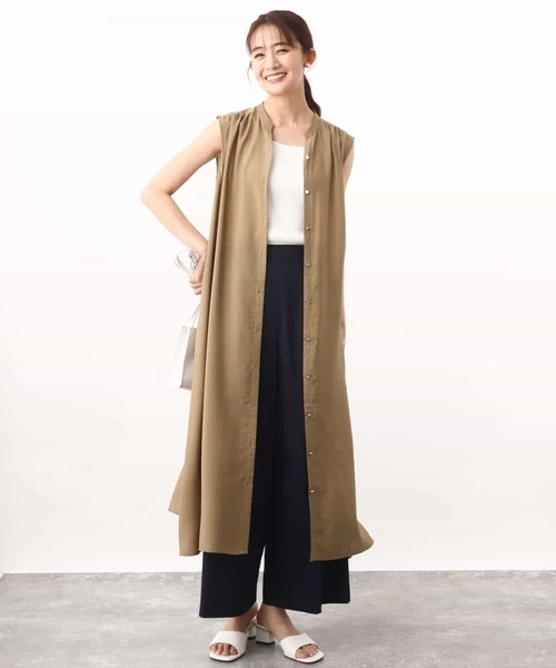 MK MICHEL KLEIN（エムケーミッシェルクラン）の「スキッパーカラー2wayワンピース/洗える（シャツワンピース・レディース・ベージュ/ライトブラウン・38）」の9枚目の写真