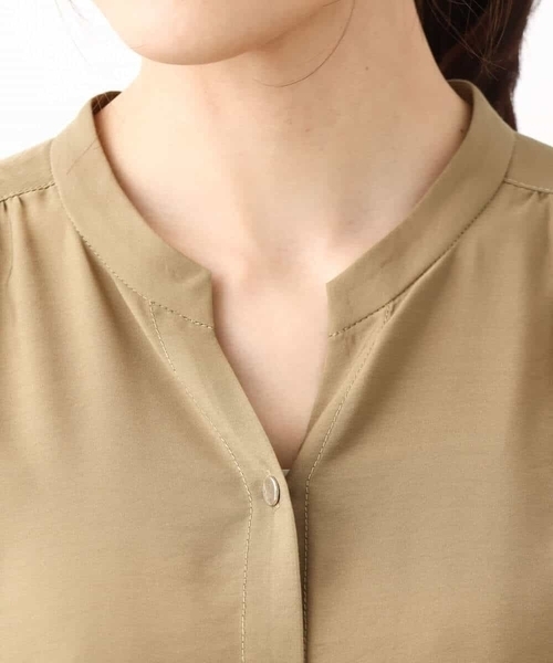 MK MICHEL KLEIN（エムケーミッシェルクラン）の「スキッパーカラー2wayワンピース/洗える（シャツワンピース・レディース・ベージュ/ライトブラウン・38）」の5枚目の写真