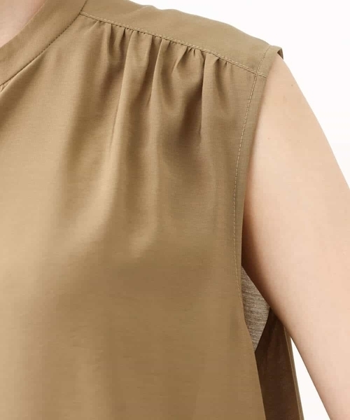MK MICHEL KLEIN（エムケーミッシェルクラン）の「スキッパーカラー2wayワンピース/洗える（シャツワンピース・レディース・ベージュ/ライトブラウン・38）」の3枚目の写真