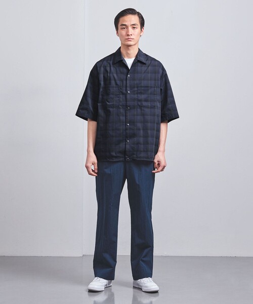 UNITED ARROWS（ユナイテッドアローズ）の「DotAir ドットエア チェック ダブルポケット ヘムコードシャツ -ストレッチ-（シャツ/ブラウス・メンズ・ネイビー・L/M/S）」の7枚目の写真