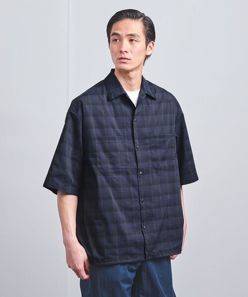 UNITED ARROWS（ユナイテッドアローズ）の「DotAir ドットエア チェック ダブルポケット ヘムコードシャツ -ストレッチ-（シャツ/ブラウス・メンズ・ネイビー・L/M/S）」の9枚目の写真