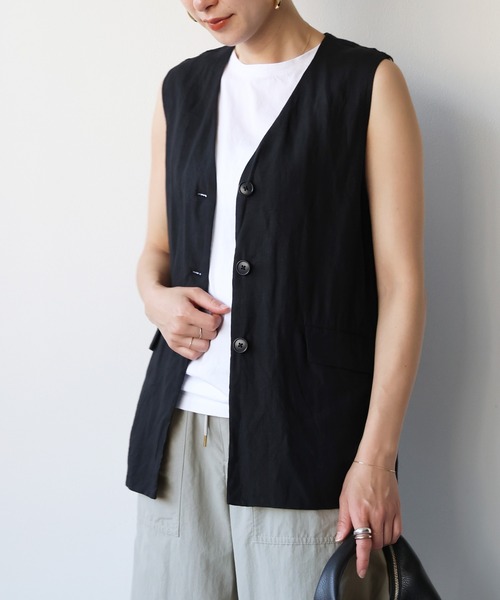 Demi-Luxe BEAMS｜【別注】TICCA / チェック リネン ロング ジレ