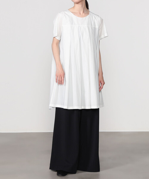 Bshop（ビショップ）の「eunoia | プリーツワンピース WOMEN（チュニック・レディース・ホワイト/ブラック・F）」の6枚目の写真