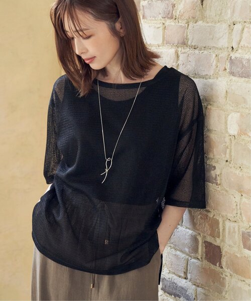 ikka（イッカ）の「【2点セット】メッシュレイヤードアンサンブル（Tシャツ/カットソー・レディース・ダークグリーン/オフホワイト/ブラック・L/M/S）」の19枚目の写真