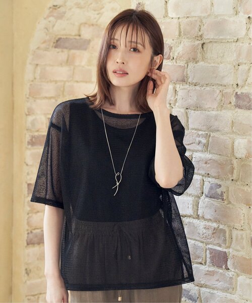 ikka（イッカ）の「【2点セット】メッシュレイヤードアンサンブル（Tシャツ/カットソー・レディース・ダークグリーン/オフホワイト/ブラック・L/M/S）」の20枚目の写真