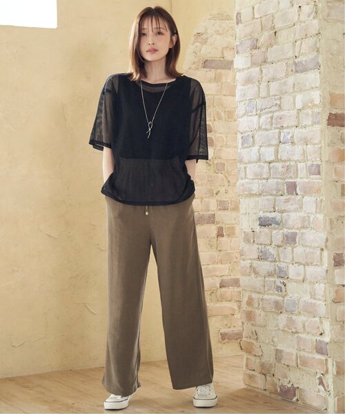 ikka（イッカ）の「【2点セット】メッシュレイヤードアンサンブル（Tシャツ/カットソー・レディース・ダークグリーン/オフホワイト/ブラック・L/M/S）」の21枚目の写真