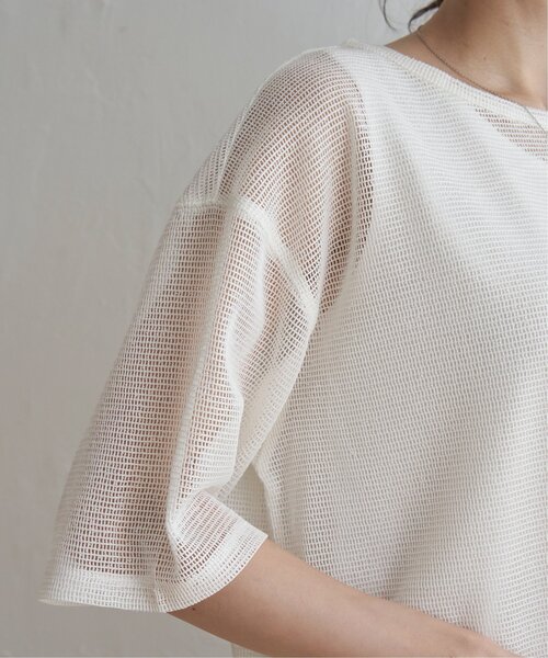 ikka（イッカ）の「【2点セット】メッシュレイヤードアンサンブル（Tシャツ/カットソー・レディース・ダークグリーン/オフホワイト/ブラック・L/M/S）」の13枚目の写真