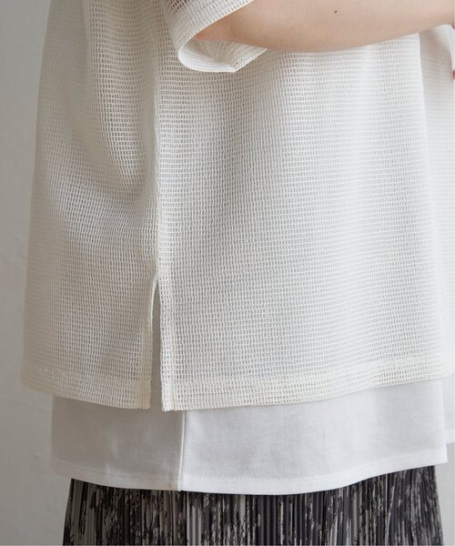 ikka（イッカ）の「【2点セット】メッシュレイヤードアンサンブル（Tシャツ/カットソー・レディース・ダークグリーン/オフホワイト/ブラック・L/M/S）」の14枚目の写真