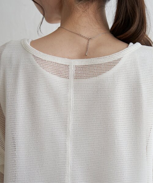 ikka（イッカ）の「【2点セット】メッシュレイヤードアンサンブル（Tシャツ/カットソー・レディース・ダークグリーン/オフホワイト/ブラック・L/M/S）」の15枚目の写真