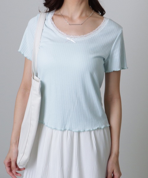 セール】フリル リボン 半袖 メロウ Tシャツ（Tシャツ