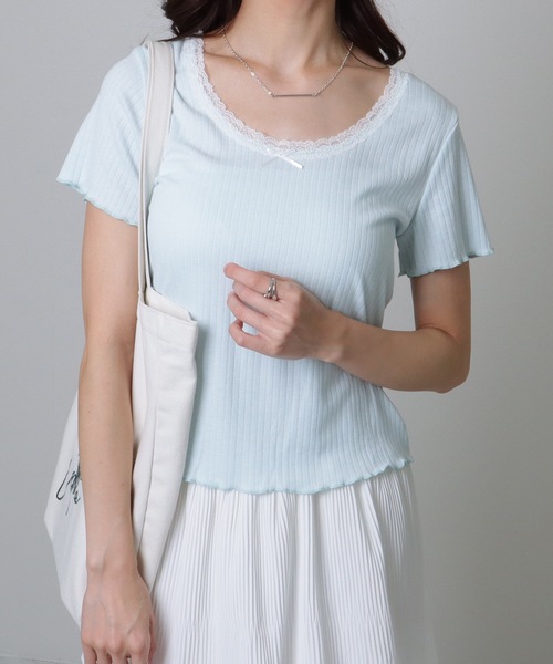 セール】フリル リボン 半袖 メロウ Tシャツ（Tシャツ