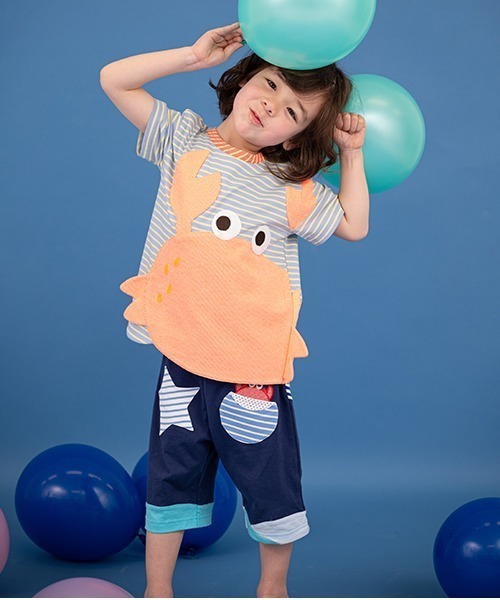 baby cheer（ベイビーチアー）の「クジラハーフパンツ（スウェットパンツ・キッズ・ネイビー・120cm/110cm/100cm/90cm/80ｃｍ）」の8枚目の写真