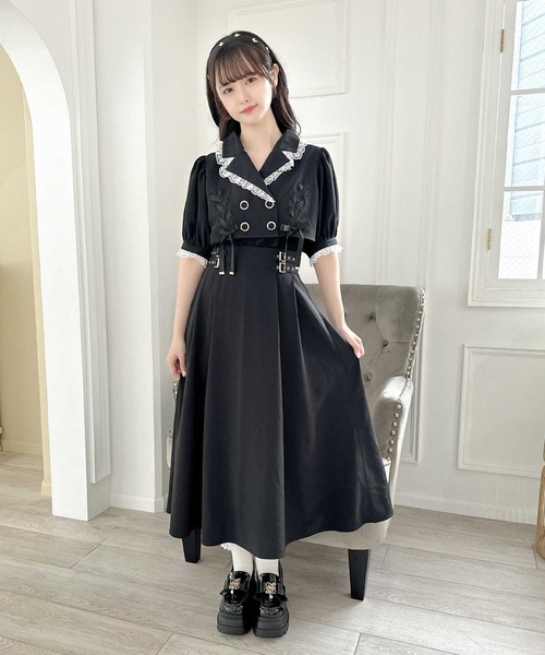 美品 couture by ROJITA テーラード レース ロングワンピース couture BY ROJITA（クチュールバイロジータ）の「配色テーラード