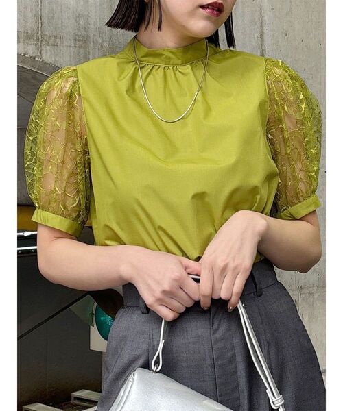 MURUA（ムルーア）の「レーススリーブブラウス（シャツ/ブラウス・レディース・ライム/オレンジ/ブラック・FREE）」の3枚目の写真