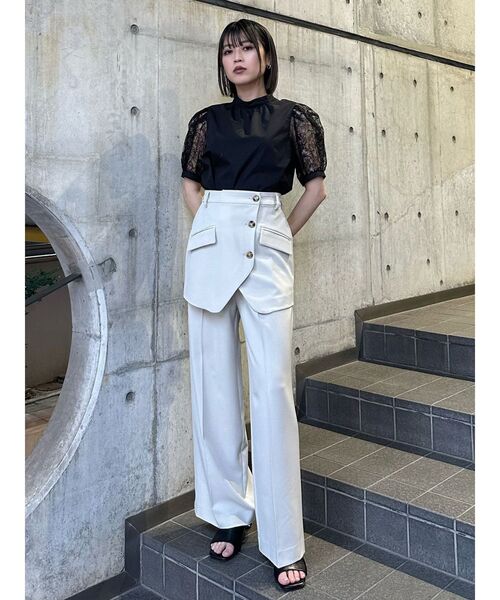 MURUA（ムルーア）の「レーススリーブブラウス（シャツ/ブラウス・レディース・ライム/オレンジ/ブラック・FREE）」の6枚目の写真