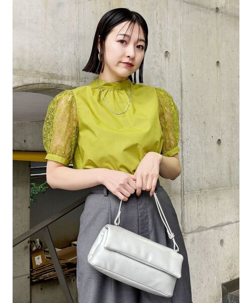 MURUA（ムルーア）の「レーススリーブブラウス（シャツ/ブラウス・レディース・ライム/オレンジ/ブラック・FREE）」の8枚目の写真