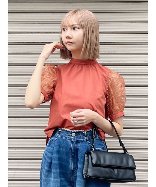 MURUA（ムルーア）の「レーススリーブブラウス（シャツ/ブラウス・レディース・ライム/オレンジ/ブラック・FREE）」の11枚目の写真