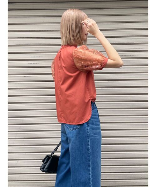 MURUA（ムルーア）の「レーススリーブブラウス（シャツ/ブラウス・レディース・ライム/オレンジ/ブラック・FREE）」の12枚目の写真