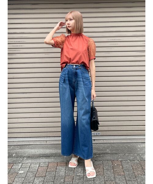 MURUA（ムルーア）の「レーススリーブブラウス（シャツ/ブラウス・レディース・ライム/オレンジ/ブラック・FREE）」の13枚目の写真