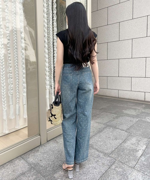 Julia Boutique（ジュリアブティック）の「ドット柄デニムパンツ/24132（デニムパンツ・レディース・ライトブルー・L/M/S）」の3枚目の写真