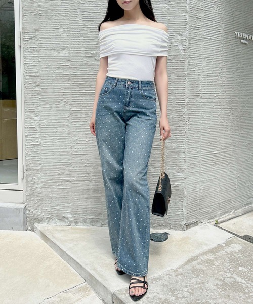 Julia Boutique（ジュリアブティック）の「ドット柄デニムパンツ/24132（デニムパンツ・レディース・ライトブルー・L/M/S）」の6枚目の写真