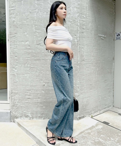 Julia Boutique（ジュリアブティック）の「ドット柄デニムパンツ/24132（デニムパンツ・レディース・ライトブルー・L/M/S）」の7枚目の写真