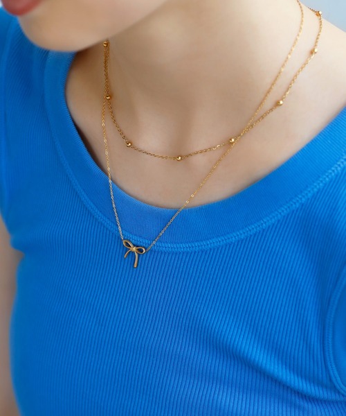 ANEMONE（アネモネ）の「【ステンレス】メタルリボンネックレス（ネックレス・レディース・ピンクゴールド/ゴールド・FREE）」の3枚目の写真