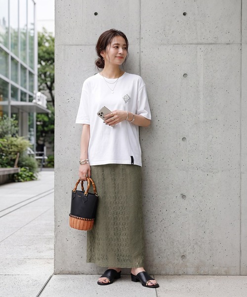 STYLE DELI(スタイルデリ)の「【Made in JAPAN】ポイントロゴTシャツ(Tシャツ/カットソー・レディース・ブラック/グリーン/ホワイト・FREE)」の5枚目の写真