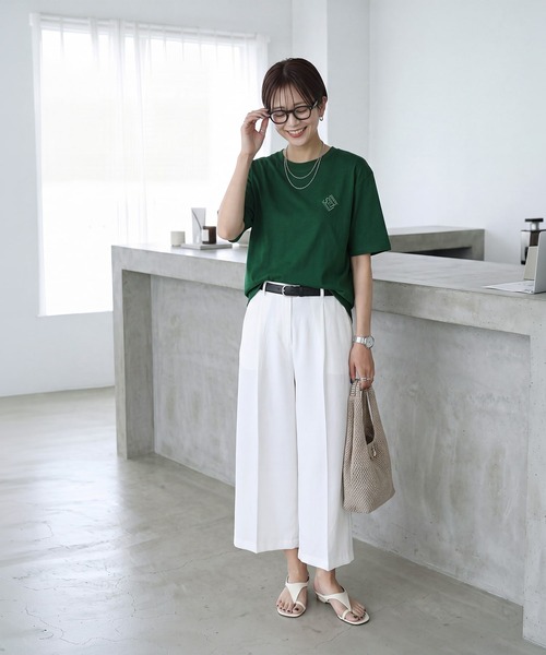 STYLE DELI(スタイルデリ)の「【Made in JAPAN】ポイントロゴTシャツ(Tシャツ/カットソー・レディース・ブラック/グリーン/ホワイト・FREE)」の16枚目の写真