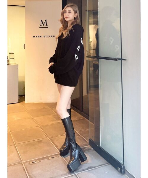 GYDA(ジェイダ)の「APPEARINGモールニットBIGパーカー(パーカー・レディース・ブラック/オフホワイト・FREE)」の14枚目の写真