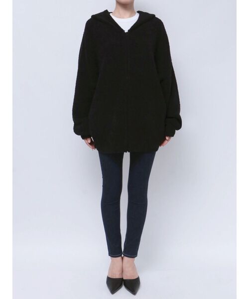 GYDA(ジェイダ)の「APPEARINGモールニットBIGパーカー(パーカー・レディース・ブラック/オフホワイト・FREE)」の5枚目の写真