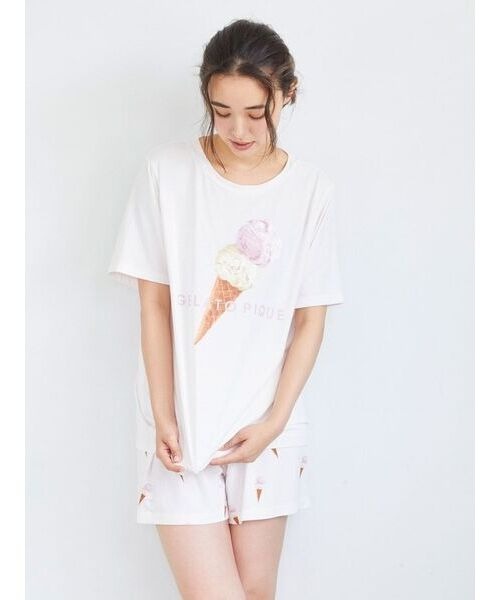 ♥アイスクリームワンポイントTシャツ / アイスクリーム柄ロングパンツ セット gelato pique（ジェラートピケ）の「【ラッピング済み】アイス