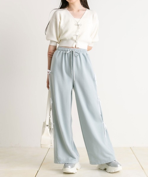 OLIVE des OLIVE(オリーブデオリーブ)の「リボンビジュー付カーディガン(カーディガン/ボレロ・レディース・ミント/サックスブルー/オフホワイト/ブラック・FREE)」の19枚目の写真
