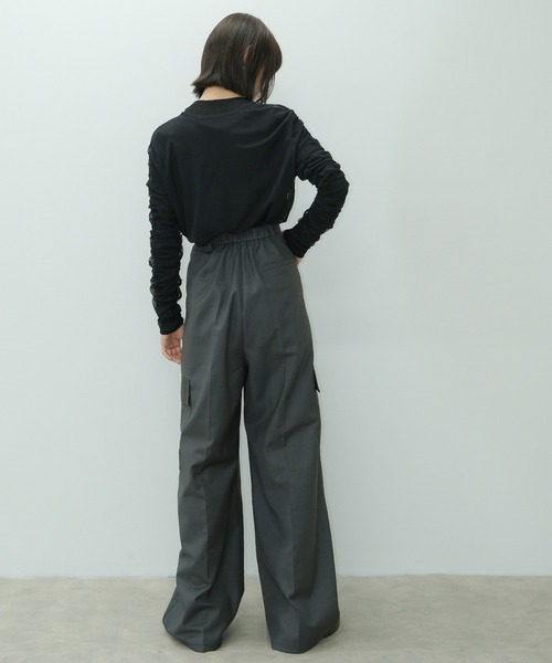 HEILIS(ヘイリス)の「チュールレイヤードシアーリブ長袖カットソー / 2枚セット ロンT シアートップス シアーカットソー 秋服 春服 透け感 オケージョン(Tシャツ/カットソー・レディース・ブラック/オフホワイト/ライトグレー・FREE)」の13枚目の写真