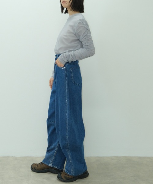 HEILIS(ヘイリス)の「チュールレイヤードシアーリブ長袖カットソー / 2枚セット ロンT シアートップス シアーカットソー 秋服 春服 透け感 オケージョン(Tシャツ/カットソー・レディース・ブラック/オフホワイト/ライトグレー・FREE)」の18枚目の写真