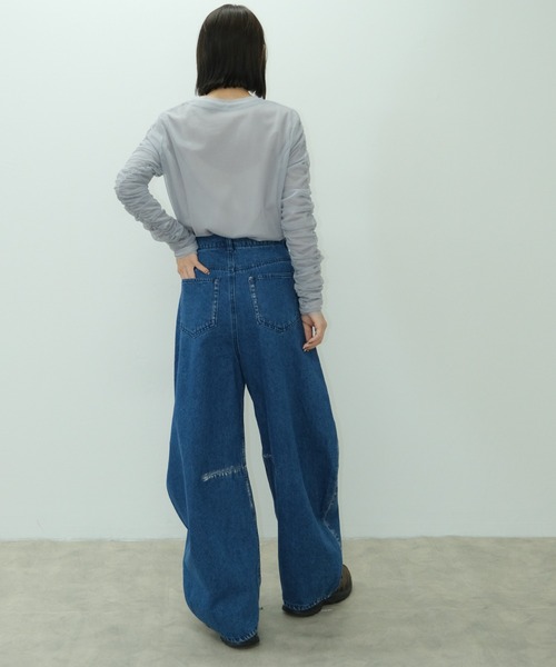 HEILIS(ヘイリス)の「チュールレイヤードシアーリブ長袖カットソー / 2枚セット ロンT シアートップス シアーカットソー 秋服 春服 透け感 オケージョン(Tシャツ/カットソー・レディース・ブラック/オフホワイト/ライトグレー・FREE)」の19枚目の写真