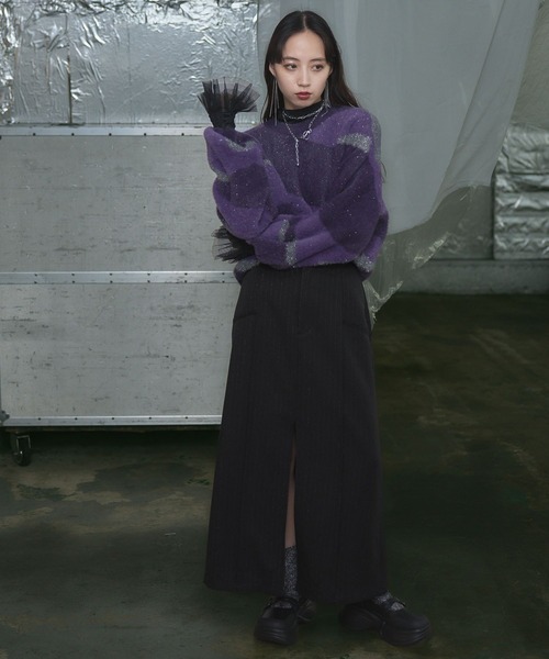 HARE(ハレ)の「TRカットオフナロースカート(HARE)(スカート・レディース・ブラック/バーガンディー・FREE)」の3枚目の写真