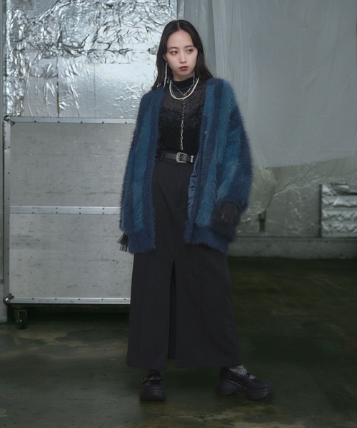 HARE(ハレ)の「TRカットオフナロースカート(HARE)(スカート・レディース・ブラック/バーガンディー・FREE)」の4枚目の写真