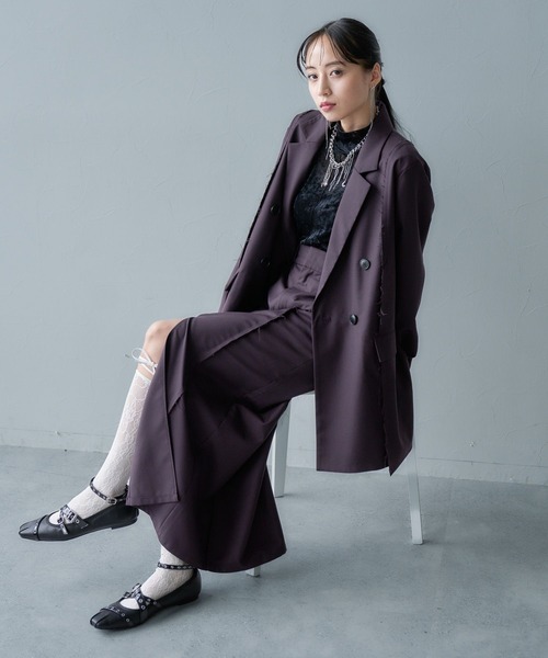 HARE(ハレ)の「TRカットオフナロースカート(HARE)(スカート・レディース・ブラック/バーガンディー・FREE)」の6枚目の写真