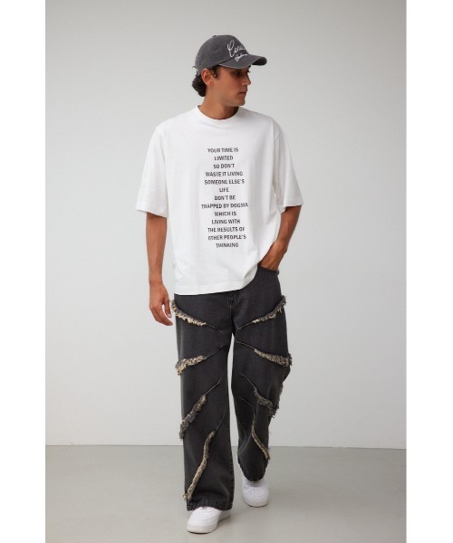 AZUL by moussy(アズールバイマウジー)の「ロゴグラフィック5分袖Tシャツ(Tシャツ/カットソー・メンズ・ブラック/ホワイト・MEDIUM/LARGE)」の5枚目の写真