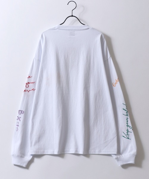 SITRY(シトリー)の「Hand Drawn Illustration Embroidery Heavy Weight T-shirt/オーバーサイズ 手描きイラスト 総柄刺繍 ヘビーウェイト ロンT 長袖Tシャツ(Tシャツ/カットソー・レディース・マスタード/チャコール/ホワイト/ターコイズブルー・L/M)」の10枚目の写真