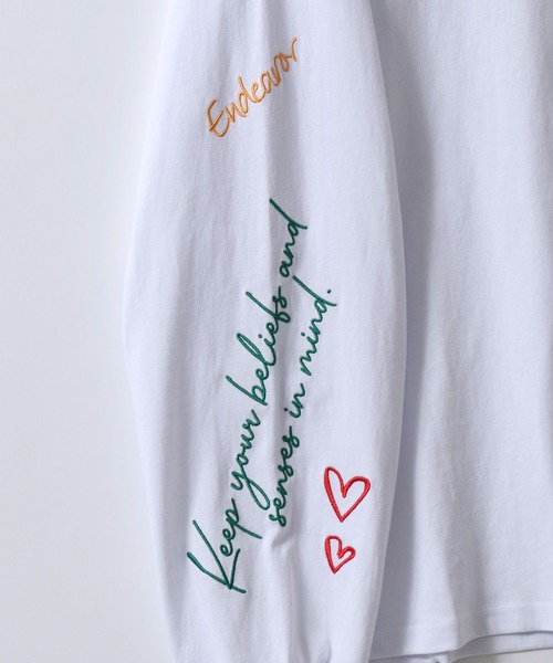 SITRY(シトリー)の「Hand Drawn Illustration Embroidery Heavy Weight T-shirt/オーバーサイズ 手描きイラスト 総柄刺繍 ヘビーウェイト ロンT 長袖Tシャツ(Tシャツ/カットソー・レディース・マスタード/チャコール/ホワイト/ターコイズブルー・L/M)」の7枚目の写真