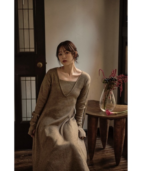 mideal（マイディール）の「lady knit onepiece / レディーニットワンピース（ワンピース・レディース・チャコールグレー/ベージュ・FREE）」の18枚目の写真