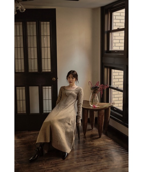 mideal（マイディール）の「lady knit onepiece / レディーニットワンピース（ワンピース・レディース・チャコールグレー/ベージュ・FREE）」の21枚目の写真