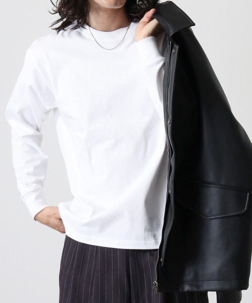 CROSS & STITCH(クロスステッチ)の「CROSS & STITCH 8.1オンス USAコットン ロングスリーブTシャツ/長袖Tシャツ(Tシャツ/カットソー・メンズ・ネイビー/ダークグリーン/サンドベージュ/ダークブラック/ナチュラル/ホワイト・S/XXL/XL/L/M)」の16枚目の写真