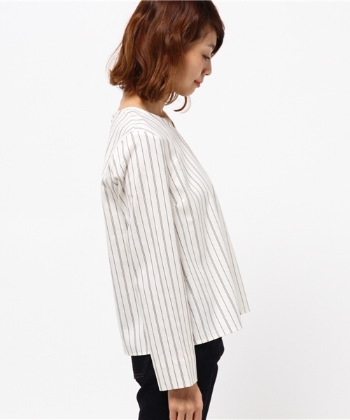 ROPE' PICNIC（ロペピクニック）の「ツイルストライププルオーバー（シャツ/ブラウス・レディース・キャメル/ネイビー/オフホワイト・38）」の5枚目の写真