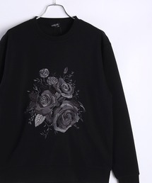 WESTSEA（ウエストシー）の「ストレッチ裏起毛 薔薇柄 バラ刺繍長袖トレーナー（スウェット）」
